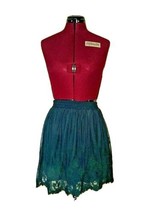 FOREVER 21 Skirt Green Women Size XS Embroidered Tulle Elastic Waistband - £13.19 GBP