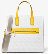 Michael Kors Large NS Signature Tote White Yellow 35T0SY9T7B NWT $398 Retail - £82.20 GBP