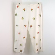 New Nicole Studio Women&#39;s 10 Ivory Embroidered Floral Linen Blend Capri ... - $21.50