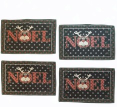 Set of 4 Tapestry Noel Reindeer Sparkly Woven Placemats Vintage - £15.68 GBP