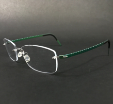 Lindberg Eyeglasses Frames Col. P95 Shiny Green Silver Ribbed Rimless 50-15-130 - £201.22 GBP