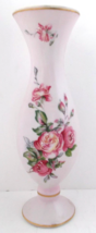 8&quot; Ceramic Pottery Vase Hand Painted Floral Roses Embossed 6-917 HAMILTONS - $12.86