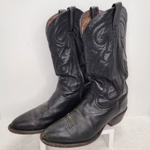 Tony Lama Americana Black Cowhide Leather Round Toe Cowboy Boots CZ820 Men&#39;s 9 - £38.48 GBP