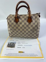 Auth Louis Vuitton Damier Azur Speedy Satchel Bag Exc w/COA Entrupy - £563.32 GBP
