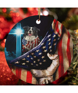 Cute Border Collie Dog Patriotic Flag USA Christmas Ornament Gift Tree D... - $21.66 CAD