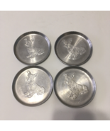 Vintage aluminum Scottish terrier dog drink coasters set of four - $26.96 CAD