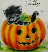 Vintage Halloween Tally Game Card Happy Black Cat NOS Original Hallmark NOS - £12.33 GBP