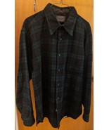 VTG Pendleton Wool Shirt Green Black Watch Tartan Plaid USA Men&#39;s L Dama... - $30.15 CAD