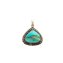 Vtg Sterling Silver 925 Triangle Turquoise Pendant Marked &quot;NK 925 THAILAND&quot; - $34.65