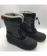 Cat &amp; Jack Kids Black Faux Fur Lined Collar Thermolite Winter Boots Size 6 - £18.87 GBP