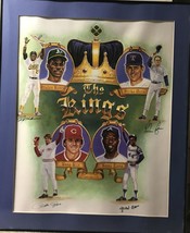 Rickey Henderson, Nolan Ryan, P. Rose &amp; Hank Aaron Signed The Kings Framed Print - £707.95 GBP