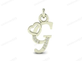 G Alphabet Diamond Stone Heart Shape 925 Sterling Silver Handmade Pendant - $35.00