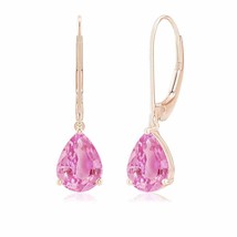 Authenticity Guarantee 
Angara Natural 8x6mm Pink Sapphire Dangle Earrings in... - £645.08 GBP