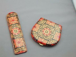 STUNING Persian Leather Gilt Gold Powder Compact &amp; Comb Set - $79.99