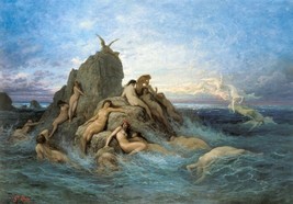 Naïads of the Sea by Gustave Dore Seascape Nudes Old Masters Vintage Image  ❤ - £23.34 GBP
