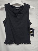 New Girls' Small 6/6X Notch Neck Ribbed Tank Ruffle Hem Top Black - Art Class image 2