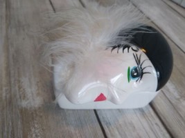 Vintage Porcelain Lady Face W/A Boa Mime Mardi Gras Trinket Box W/ Lid - £6.05 GBP