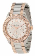 Bulova Women&#39;s 98N100 Swarovski Crystals Quartz Rose Gold and Silver 38mm Watch - £123.00 GBP