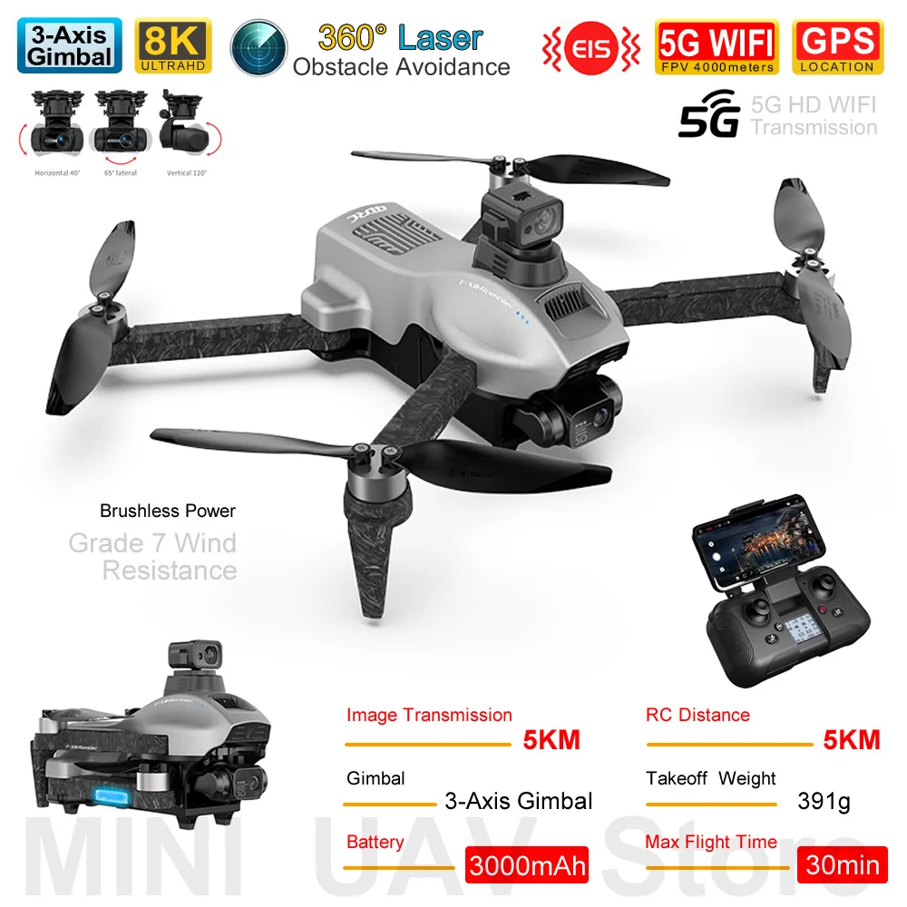 F13 GPS Drone 4K Professional 3-axis Gimbal Aerial Obstacle Avoidance Brushless - £351.99 GBP+