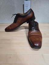 Magnanni Brogue Oxford Lace Up 12M Made In Spain Dress Shoes Brown Cogna... - $127.18