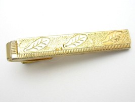 Vintage SPEIDEL Tie Clasp 3 Leaves  Men&#39;s Vintage Goldtone Leaf Etched Bar Clip - £16.60 GBP