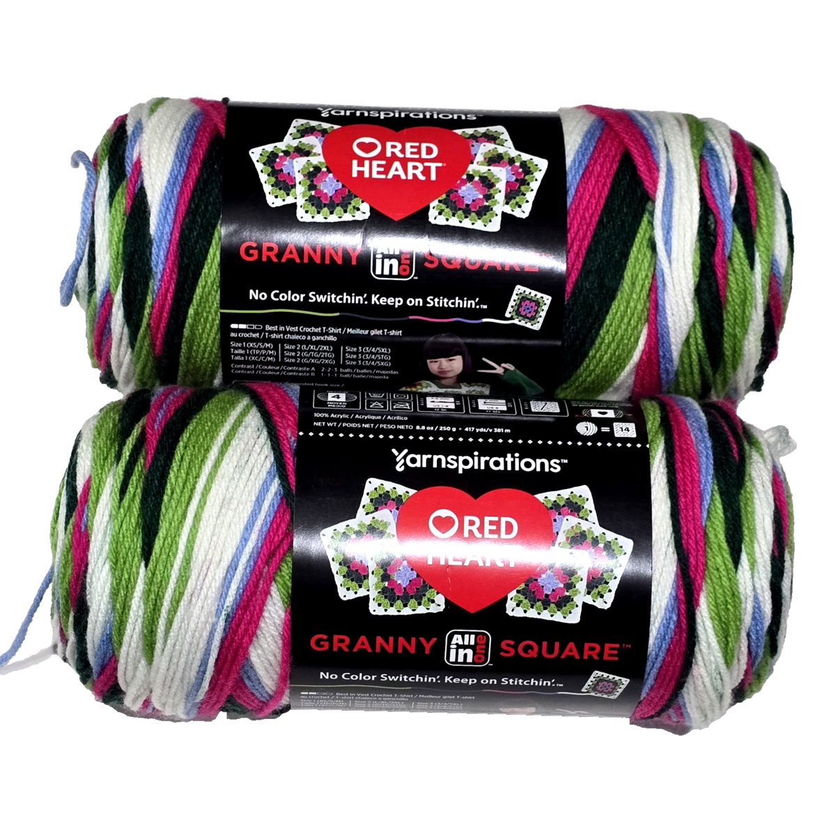 2 Pk Yarnspirations Red Heart Granny Square Soft White Watermelon Medium... - $32.99