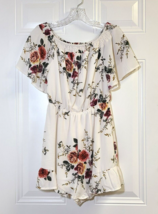 Parisian Romper Size 4 Floral Off Shoulder Multicolor Short Sleeve Ruffl... - $197.80 MXN