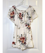 Parisian Romper Size 4 Floral Off Shoulder Multicolor Short Sleeve Ruffl... - $198.05 MXN