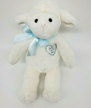 Gund Baby Lamb White Jesus Loves Me Blue 046818 Plush Lovey 14&quot; Stuffed Toy B309 - £39.27 GBP