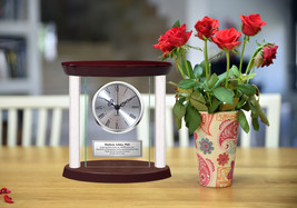 Engrave Clock Personalize Gifts Diamond Column Glass Custom Anniversary Birthday - £114.05 GBP