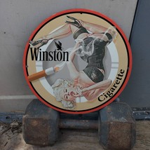 Vintage Winston Cigarette Tobacco Manufacturer Porcelain Gas &amp; Oil Pump Sign - £98.36 GBP