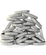 50 FAITH OVER FEAR Wristbands - Quality Debossed Color Filled Silicone B... - £30.52 GBP