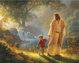JESUS CHRIST WALKING AND HOLDING LITTLE BOYS HAND IN SUN PUBLICITY PHOTO... - $164.01 MXN