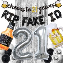 21St Birthday Decorations For Him, Black And Silver 21St Birthday Party Decor Wi - £31.28 GBP