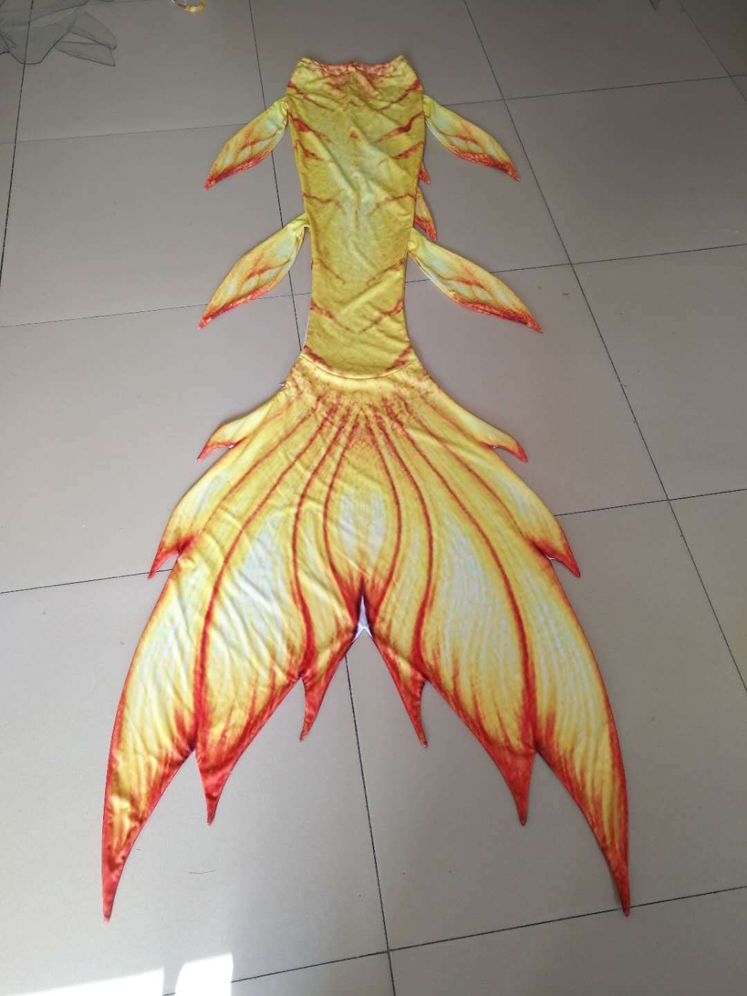2018 Yellow Swimmable Mermaid Tail for Kids Adults with Monofin,Mermaid Costume
