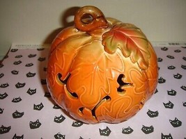 Ceramic Pumpkin Shaped Votive~Tea Light Candle Holder - £17.57 GBP