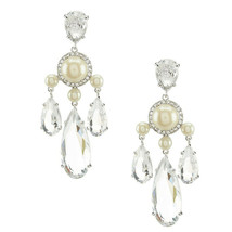 Kate Spade Crystal Glitz Glam Chandelier Faux Pearl Dangle Earrings WBRUF080 NWT - £59.32 GBP