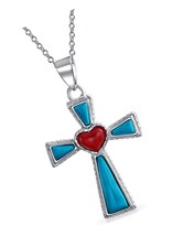 South Western Style Semi Precious Gemstones Red Heart Cross - £136.35 GBP