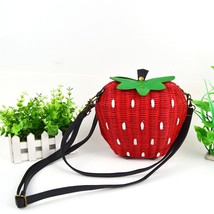 Strawberry Straw Shoulder Bags for Women Summer Beach Purses and Handbags Ladies - £40.81 GBP