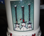 Large Ceramic Trio of Snowman with Tall Hats Electric Jar Candle Warmer - $29.69