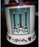 Large Ceramic Trio of Snowman with Tall Hats Electric Jar Candle Warmer - £23.29 GBP