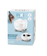 Catit Pixi Cat Water Fountain White Filter Food Bowl Stainless Steel Dish - $1,197.66 MXN