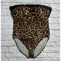 Newport News One Piece Swimsuit Size 14 Bandeau Leopard Sequin Halter - £22.89 GBP