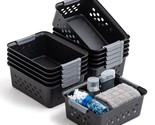 IRIS USA 12Pack Small Shelf Storage Basket Organizer for Pantries, Black - £30.68 GBP