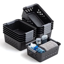 IRIS USA 12Pack Small Shelf Storage Basket Organizer for Pantries, Black - £30.66 GBP