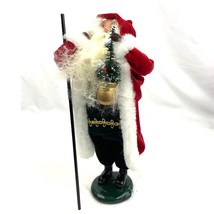 VTG Byers Choice Caroler 1999 Figurine Red Victorian Santa Claus 14&quot; Wooden Base - $71.99