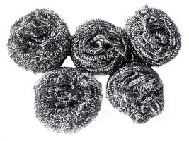 Set of 5 Dishwashing Metal Scouring Pads Scrubs Remove Grease Oil Plates Cups - £5.50 GBP
