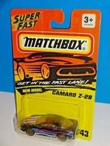 Matchbox Early-Mid 90s SuperFast #43 Camaro Z-28 Black w/ Gold Wheels NE... - $4.95