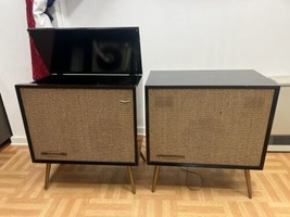 Mid Century Modern Record Player Console Pair Cabinet Stereo Vintage 60s 28380 - £548.18 GBP