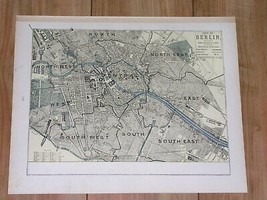 1890 Antique City Map Of Berlin / Brandenburg / Germany - $24.22